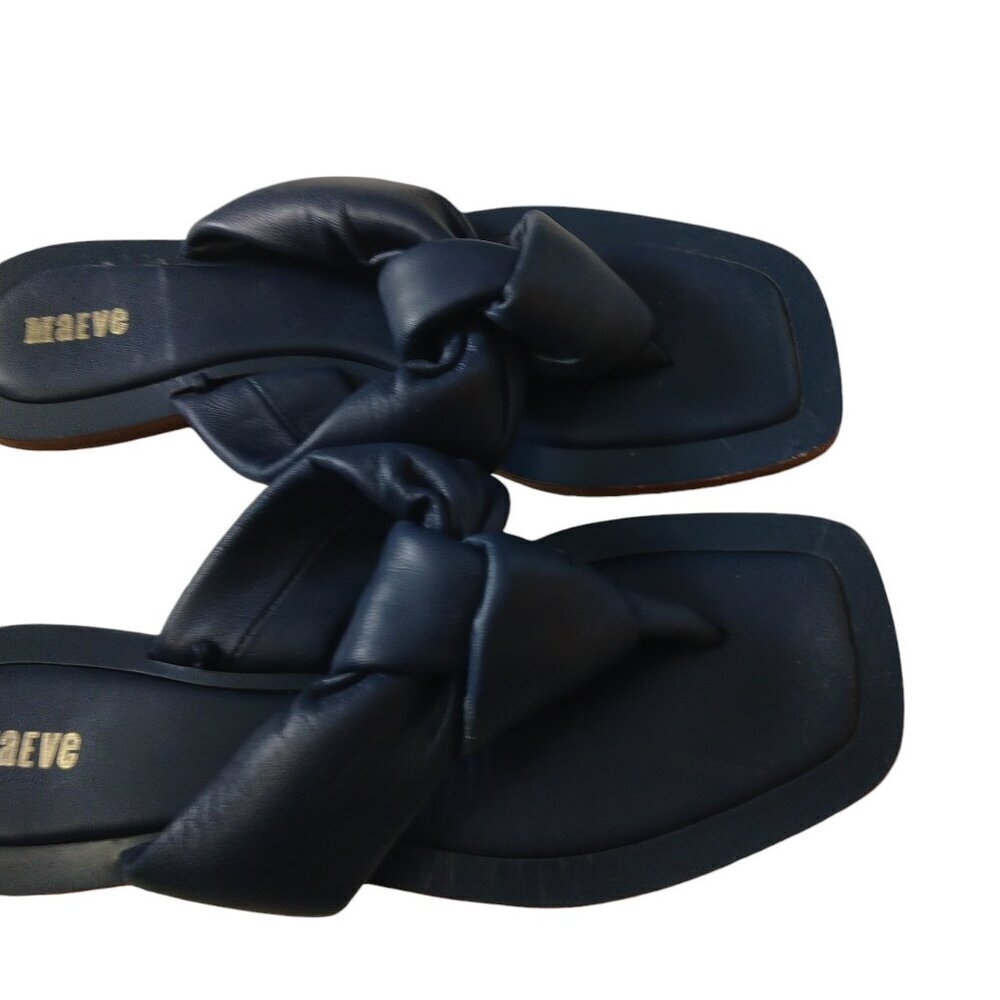 Anthropologie Maeve Women's Size 8M Blue Puffy Knotted Sandals Flats Slip On - Picture 3 of 6